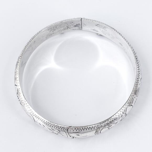 Vintage Sterling Silver 925 Hinged Bangle Bracelet – 7.25” Missing Safety Chain - Picture 3 of 11